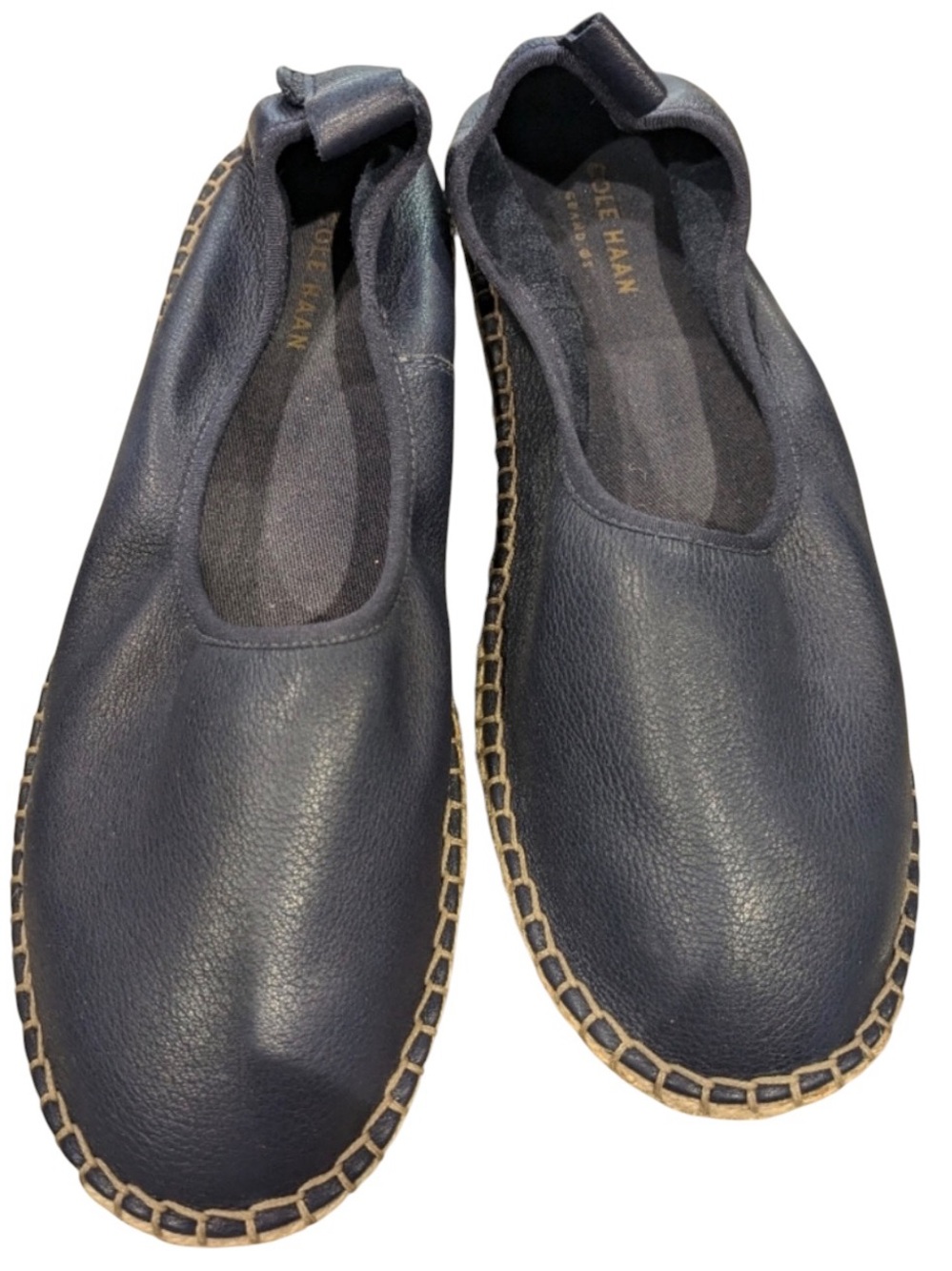 Cole Haan cloud feel marine blue pebble leather espadrilles. Size 8. NIB.